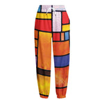 Colorful Stained Glass Mosaic Print Fleece Lined Knit Pants