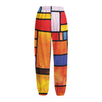 Colorful Stained Glass Mosaic Print Fleece Lined Knit Pants