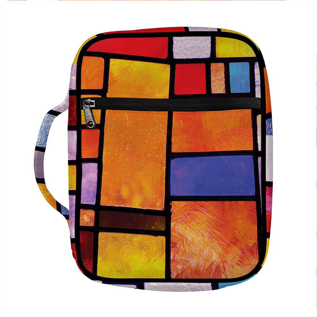 Colorful Stained Glass Mosaic Print Front Pocket Bible Bag