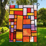 Colorful Stained Glass Mosaic Print Garden Flag