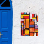 Colorful Stained Glass Mosaic Print Garden Flag
