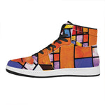 Colorful Stained Glass Mosaic Print High Top Leather Sneakers