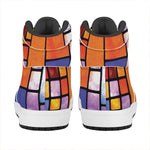 Colorful Stained Glass Mosaic Print High Top Leather Sneakers