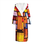 Colorful Stained Glass Mosaic Print Hooded Bathrobe