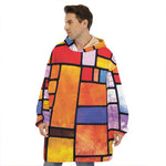 Colorful Stained Glass Mosaic Print Hoodie Blanket
