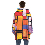 Colorful Stained Glass Mosaic Print Hoodie Blanket