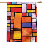 Colorful Stained Glass Mosaic Print House Flag