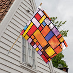 Colorful Stained Glass Mosaic Print House Flag