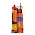 Colorful Stained Glass Mosaic Print Jersey Midi Cami Dress