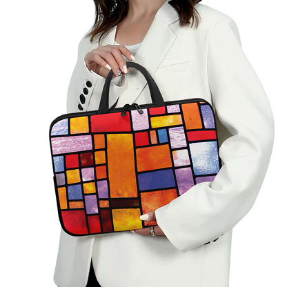 Colorful Stained Glass Mosaic Print Laptop Sleeve With Handle