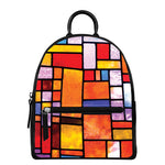 Colorful Stained Glass Mosaic Print Leather Backpack