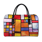 Colorful Stained Glass Mosaic Print Leather Duffle Bag