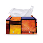 Colorful Stained Glass Mosaic Print Leather Tissue Box Cover