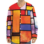 Colorful Stained Glass Mosaic Print Long Sleeve Baseball Jersey