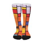 Colorful Stained Glass Mosaic Print Long Socks