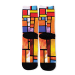 Colorful Stained Glass Mosaic Print Long Socks
