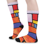 Colorful Stained Glass Mosaic Print Long Socks