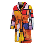 Colorful Stained Glass Mosaic Print Men's Bathrobe