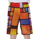 Colorful Stained Glass Mosaic Print Men's Beach Shorts