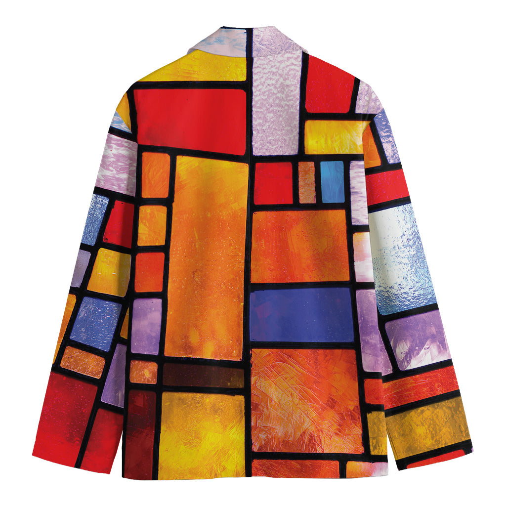 Colorful Stained Glass Mosaic Print Men's Blazer