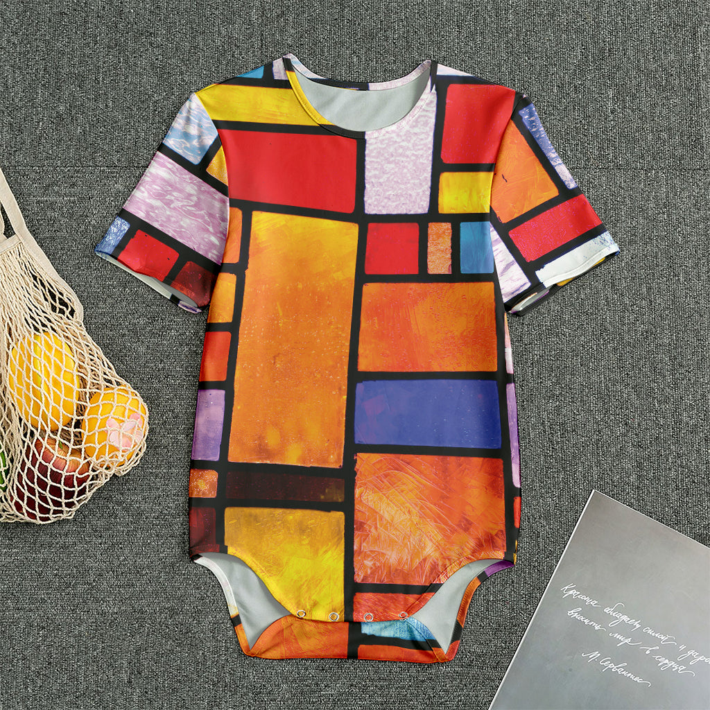 Colorful Stained Glass Mosaic Print Men's Bodysuit