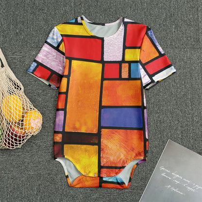 Colorful Stained Glass Mosaic Print Men's Bodysuit