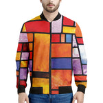 Colorful Stained Glass Mosaic Print Men's Bomber Jacket