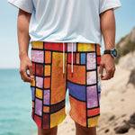 Colorful Stained Glass Mosaic Print Men's Cargo Shorts
