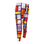 Colorful Stained Glass Mosaic Print Men's Compression Pants