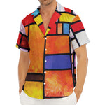Colorful Stained Glass Mosaic Print Men's Deep V-Neck Shirt