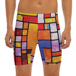 Colorful Stained Glass Mosaic Print Men's Long Boxer Briefs