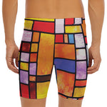 Colorful Stained Glass Mosaic Print Men's Long Boxer Briefs