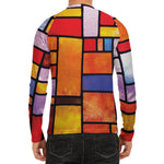 Colorful Stained Glass Mosaic Print Men's Long Sleeve Rash Guard