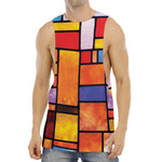 Colorful Stained Glass Mosaic Print Men's Muscle Tank Top