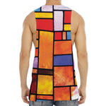 Colorful Stained Glass Mosaic Print Men's Muscle Tank Top