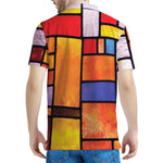 Colorful Stained Glass Mosaic Print Men's Polo Shirt
