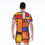 Colorful Stained Glass Mosaic Print Men's Rompers