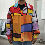 Colorful Stained Glass Mosaic Print Men's Shirt Jacket