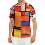 Colorful Stained Glass Mosaic Print Men's Short Sleeve Rash Guard