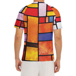 Colorful Stained Glass Mosaic Print Men's Short Sleeve Rash Guard
