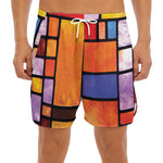 Colorful Stained Glass Mosaic Print Men's Split Running Shorts