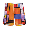 Colorful Stained Glass Mosaic Print Men's Athletic Shorts