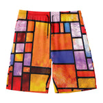 Colorful Stained Glass Mosaic Print Men's Swim Trunks