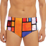 Colorful Stained Glass Mosaic Print Men's Triangle Swim Briefs