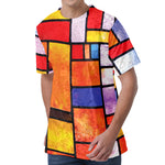 Colorful Stained Glass Mosaic Print Men's Velvet T-Shirt