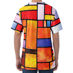 Colorful Stained Glass Mosaic Print Men's Velvet T-Shirt