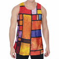 Colorful Stained Glass Mosaic Print Men's Velvet Tank Top