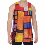 Colorful Stained Glass Mosaic Print Men's Velvet Tank Top
