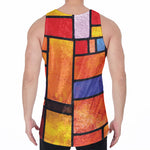 Colorful Stained Glass Mosaic Print Men's Velvet Tank Top