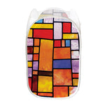 Colorful Stained Glass Mosaic Print Mesh Laundry Hamper